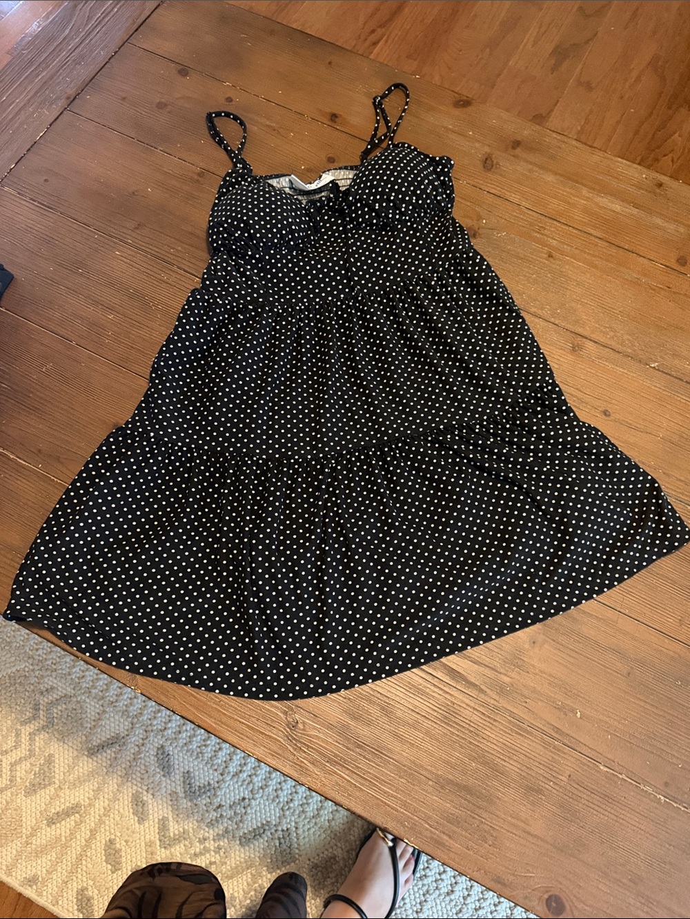 No Boundaries Black and White Polka Dot Spaghetti Strap Dress